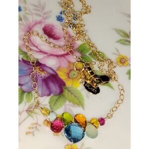 Anna Balhan Gold-Tone Multi-Stone Statement Necklace – Magnetic Clasp